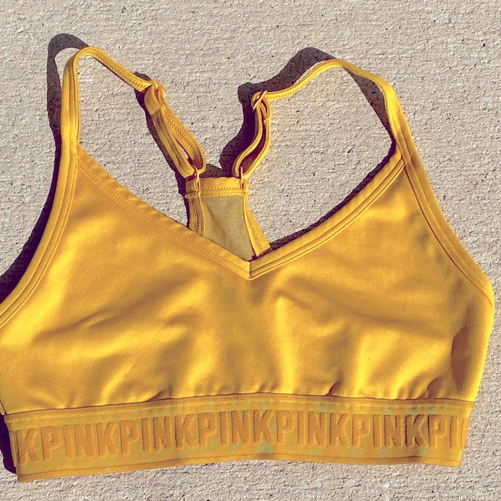 Victoria’s Secret PINK ! Mustard yellow sports bra XS